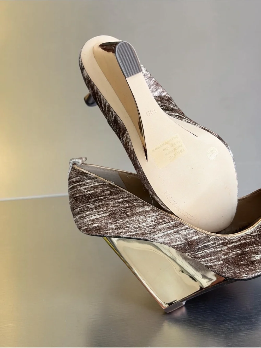 BCBGMaxAzria Brown Textured Pointed-Toe Pumps